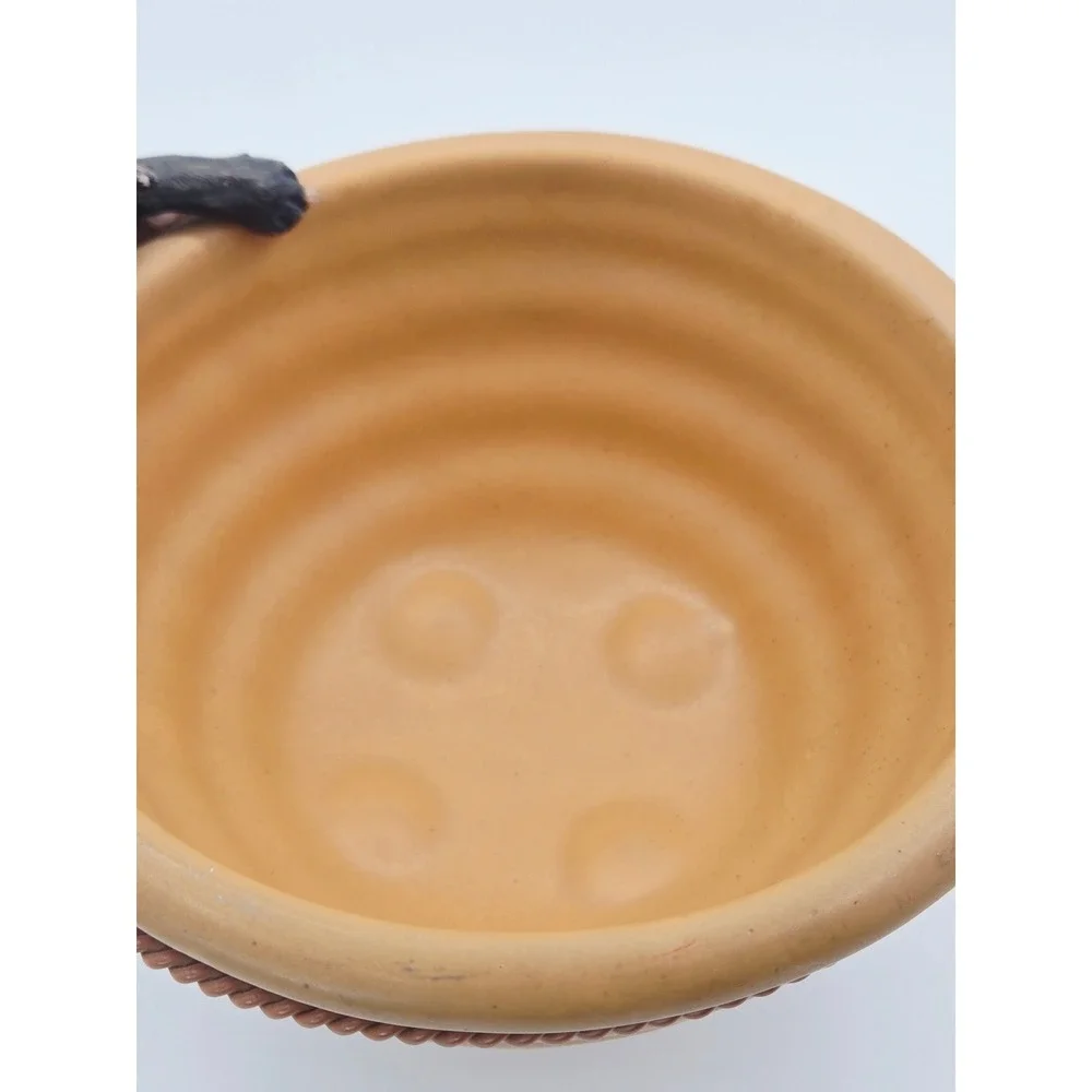Bear Street‎ Ceramic Black Bear Cub Climbing Honey Pot Bowl with Wire Handle
